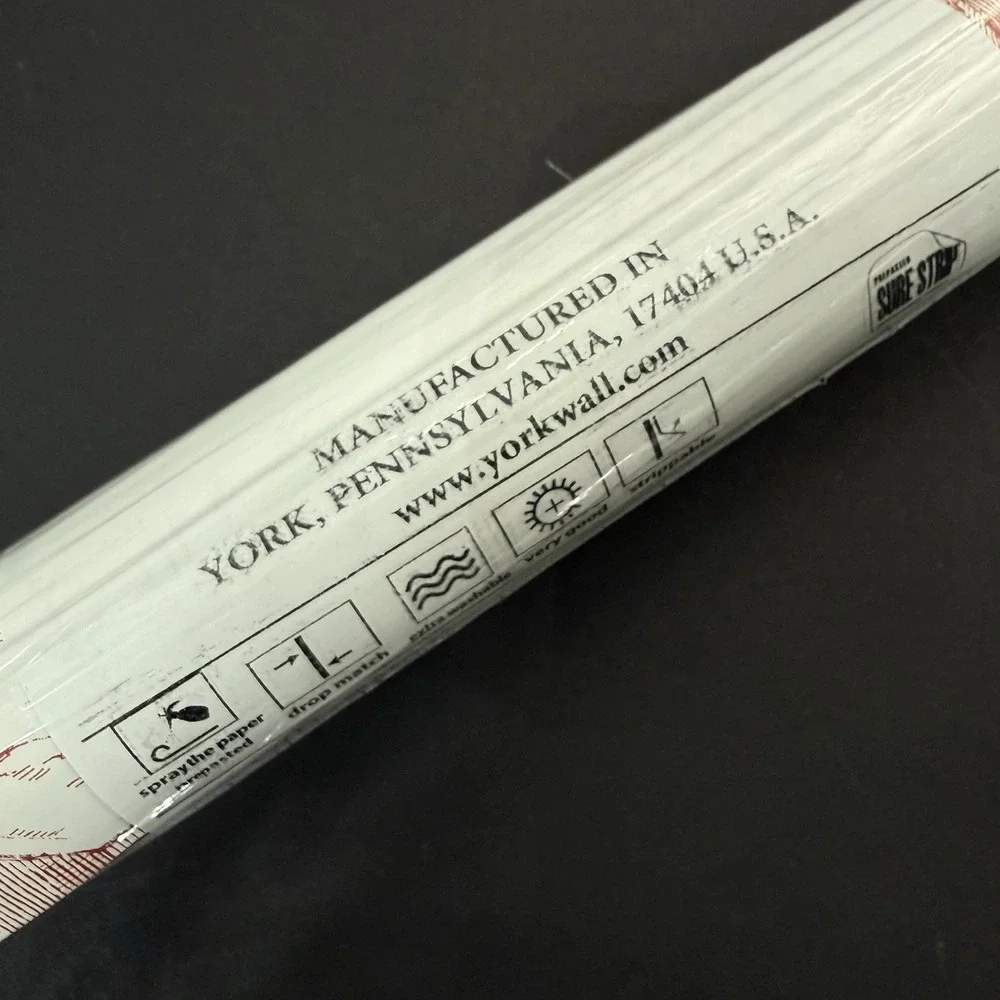 York Wallpaper 1 Roll GR5925 Seasons Toile Red White Vintage Motif Wallcoverings